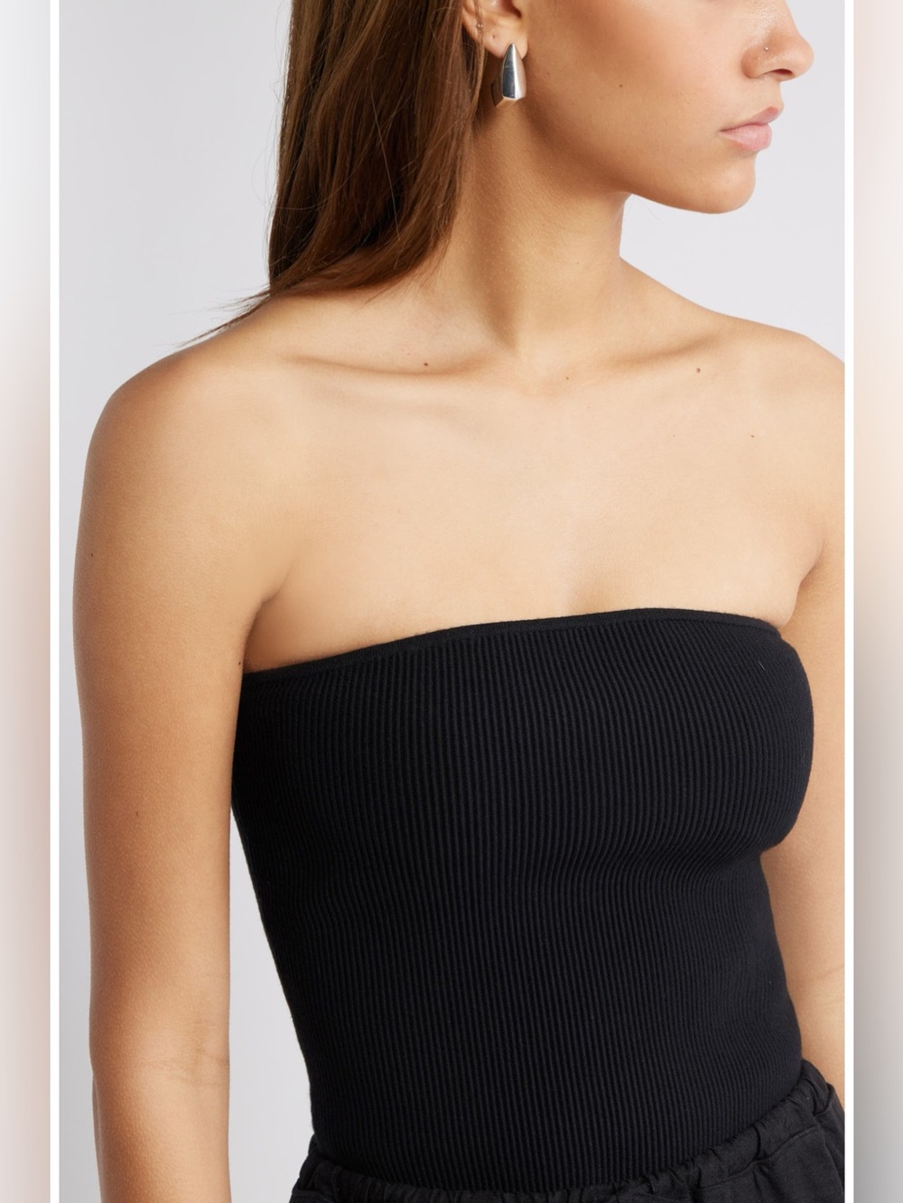 NORDSTROM OPEN EDIT LUXE RIBBED TUBE TOP BLACK XS